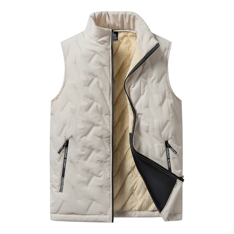 Men’s Winter Cotton Vest – Warm Sleeveless Jacket with Stand Collar