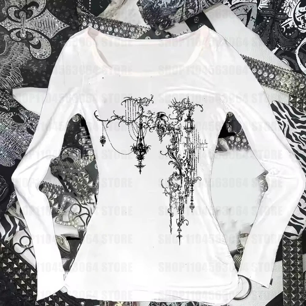 Y2K Wings Graphic Black Crop Top