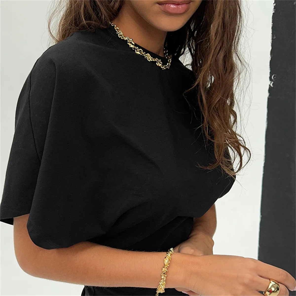 Women’s Slim Crop Top – Solid Color Round Neck Long Sleeve Cinched Waist