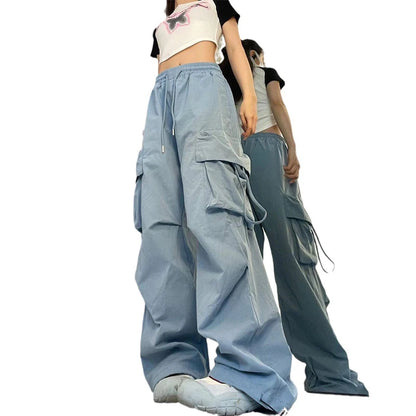 Women’s Y2K Cargo Pants – High Waist Baggy Streetwear Sweatpants with Drawstring