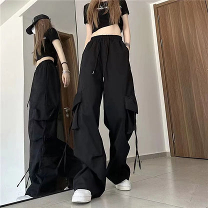 Women’s Y2K Cargo Pants – High Waist Baggy Streetwear Sweatpants with Drawstring