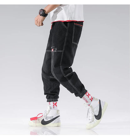 Men’s Hip-Hop Cargo Joggers – Elastic Harun Streetwear Pants for Autumn & Spring