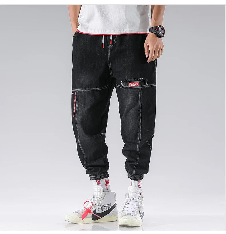 Men’s Hip-Hop Cargo Joggers – Elastic Harun Streetwear Pants for Autumn & Spring