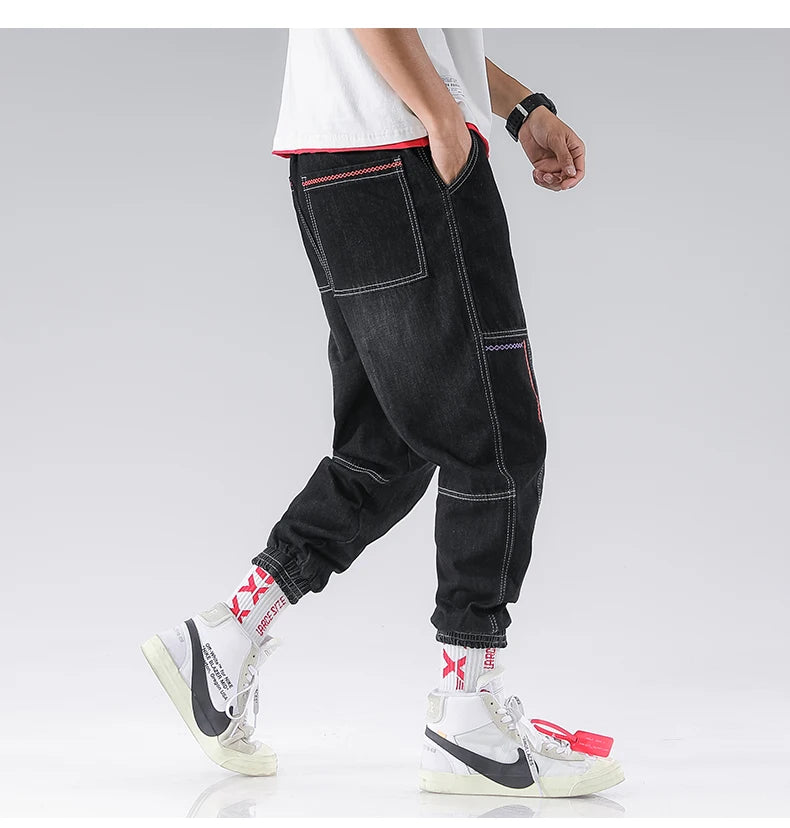 Men’s Hip-Hop Cargo Joggers – Elastic Harun Streetwear Pants for Autumn & Spring
