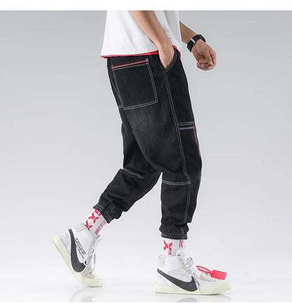 Men’s Hip-Hop Cargo Joggers – Elastic Harun Streetwear Pants for Autumn & Spring