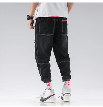 Men’s Hip-Hop Cargo Joggers – Elastic Harun Streetwear Pants for Autumn & Spring