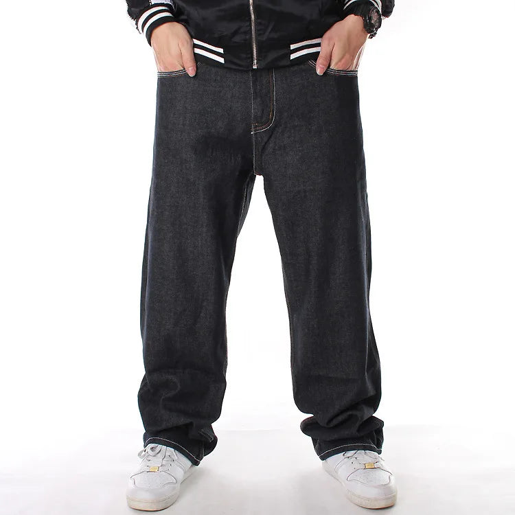 Men’s Y2K Embroidered Baggy Jeans – Oversized Hip Hop Punk Denim