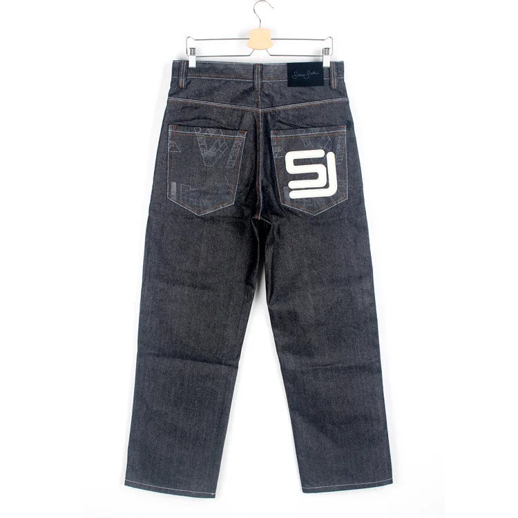 Men’s Y2K Embroidered Baggy Jeans – Oversized Hip Hop Punk Denim