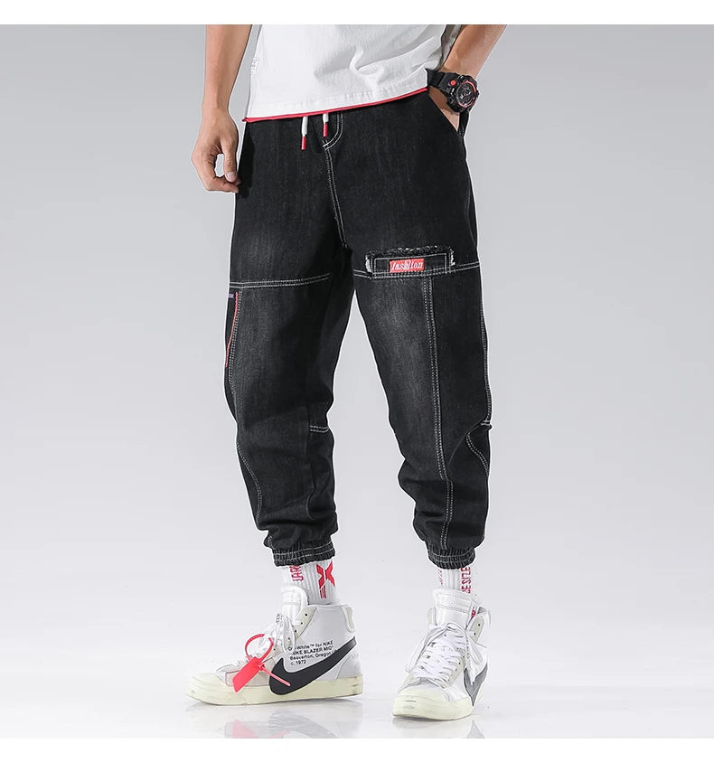 Men’s Hip-Hop Cargo Joggers – Elastic Harun Streetwear Pants for Autumn & Spring