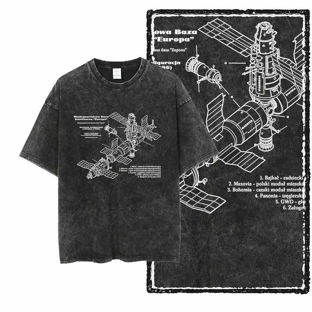 Astronaut Acid Wash Tee – Space Graphic Oversized Streetwear