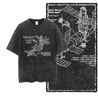 Astronaut Acid Wash Tee – Space Graphic Oversized Streetwear