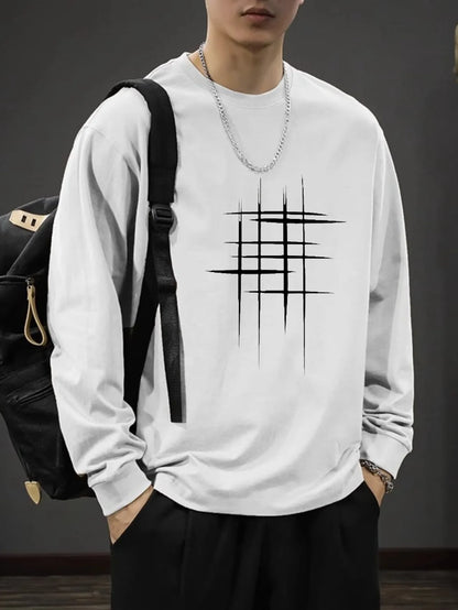 Men’s Oversized Dark Tee – Cross of Thorns Long Sleeve Y2K Streetwear