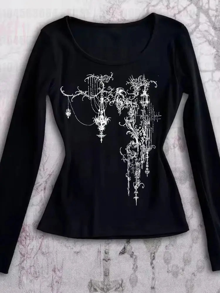 Y2K Wings Graphic Black Crop Top