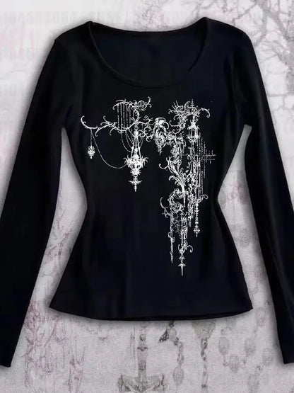 Y2K Wings Graphic Black Crop Top