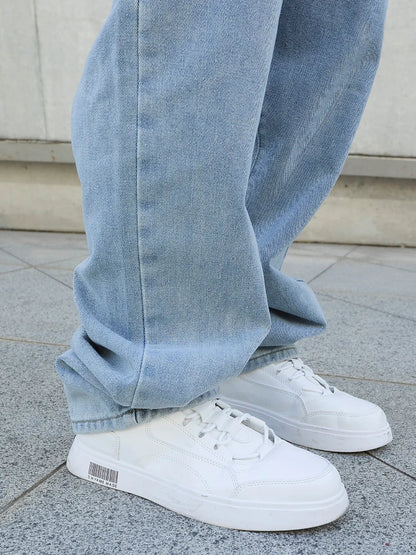 Men’s Baggy Straight-Leg Jeans – Y2K Oversized Casual Wide-Leg Denim Pants