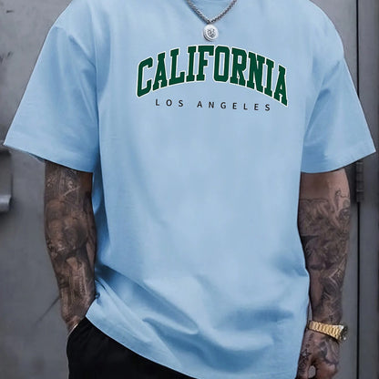 Men’s 100% Cotton California Tee – Loose Fit Summer Sports T-Shirt