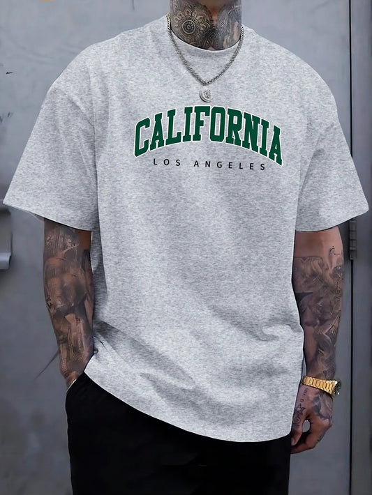 Men’s 100% Cotton California Tee – Loose Fit Summer Sports T-Shirt