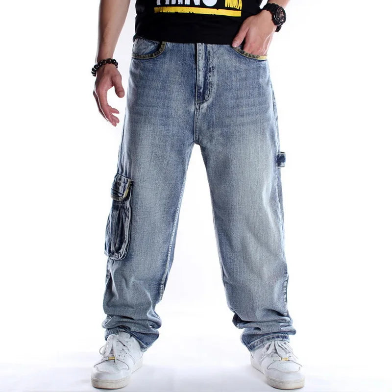 Men’s Y2K Embroidered Baggy Jeans – Oversized Hip Hop Punk Denim