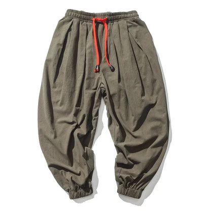 Men’s Oversized Cotton-Linen Harem Pants – Loose Trendy Jogger Trousers