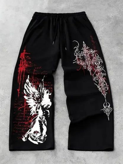 Men’s Oversized Straight-Leg Sweatpants – Y2K Hip Hop Casual Winter Joggers