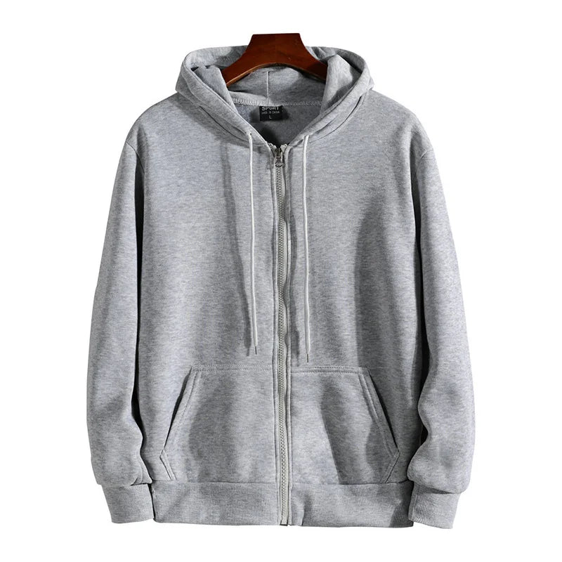Men’s Zip-Up Hoodie – Autumn/Winter Loose Fit Casual Sweatshirt