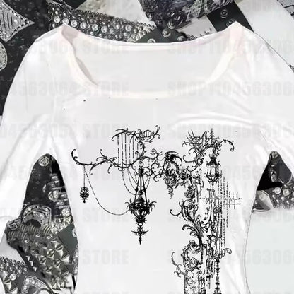 Y2K Wings Graphic Black Crop Top