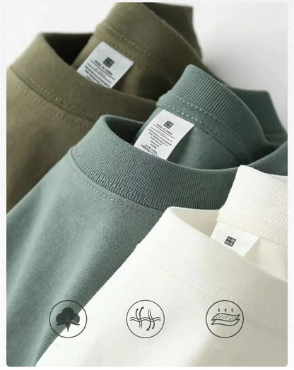 Men’s 230G Heavy Cotton Tee – Loose Fit Solid Color Short Sleeve