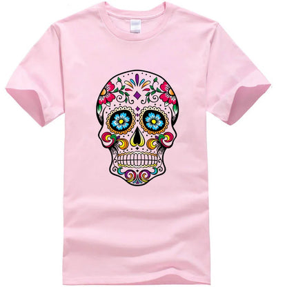 Men’s 100% Cotton Skull Tee – Loose Fit Street Style Short Sleeve