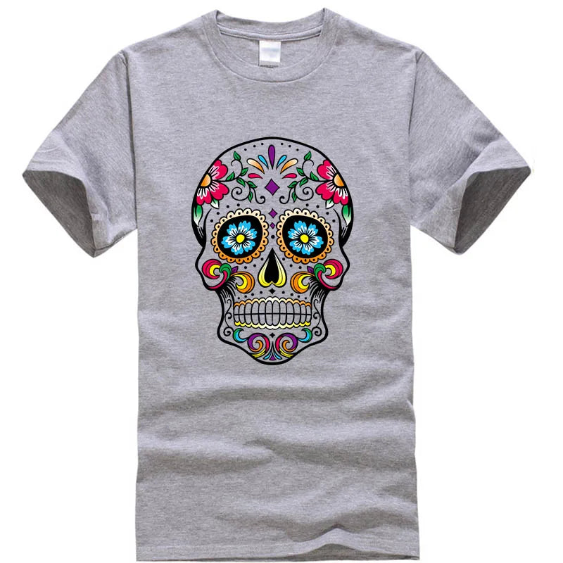 Men’s 100% Cotton Skull Tee – Loose Fit Street Style Short Sleeve