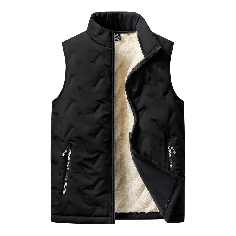 Men’s Winter Cotton Vest – Warm Sleeveless Jacket with Stand Collar