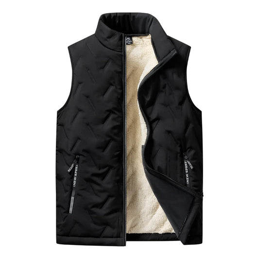 Men’s Winter Cotton Vest – Warm Sleeveless Jacket with Stand Collar