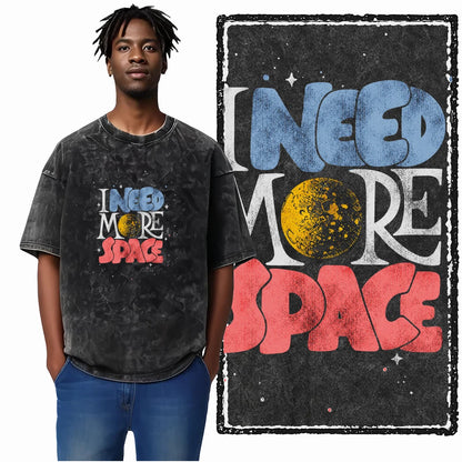 Astronaut Acid Wash Tee – Space Graphic Oversized Streetwear