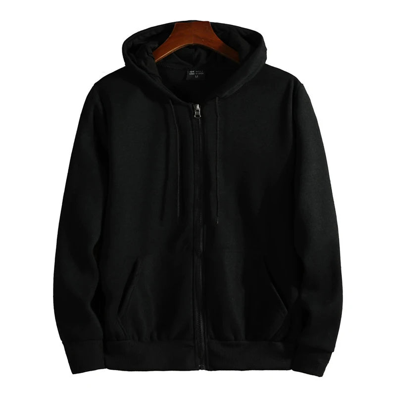 Men’s Zip-Up Hoodie – Autumn/Winter Loose Fit Casual Sweatshirt