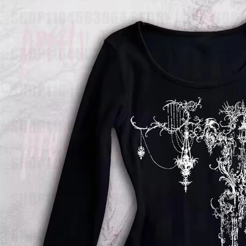 Y2K Wings Graphic Black Crop Top