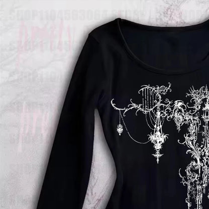 Y2K Wings Graphic Black Crop Top