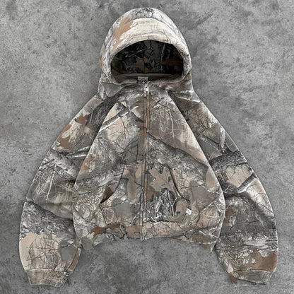 Oversized Y2K Camo Zip-Up Hoodie – Unisex High Street Hip-Hop Sweatshirt