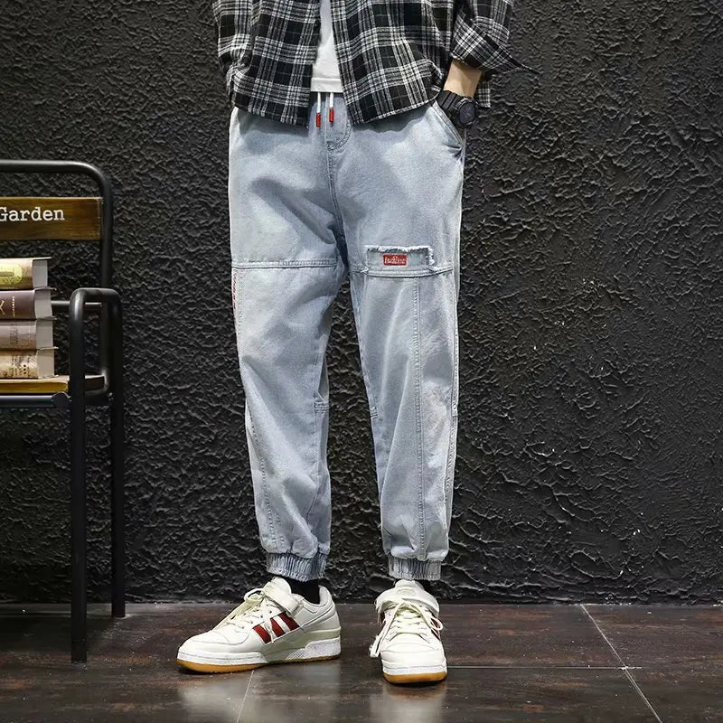 Men’s Hip-Hop Cargo Joggers – Elastic Harun Streetwear Pants for Autumn & Spring