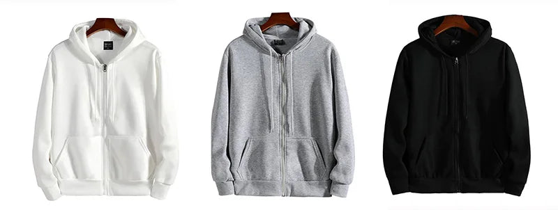 Men’s Zip-Up Hoodie – Autumn/Winter Loose Fit Casual Sweatshirt