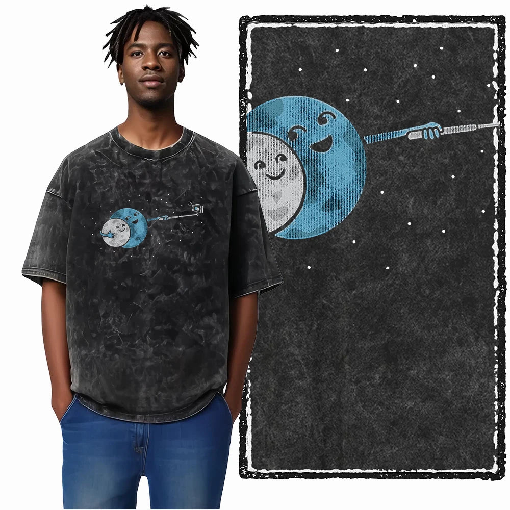 Astronaut Acid Wash Tee – Space Graphic Oversized Streetwear