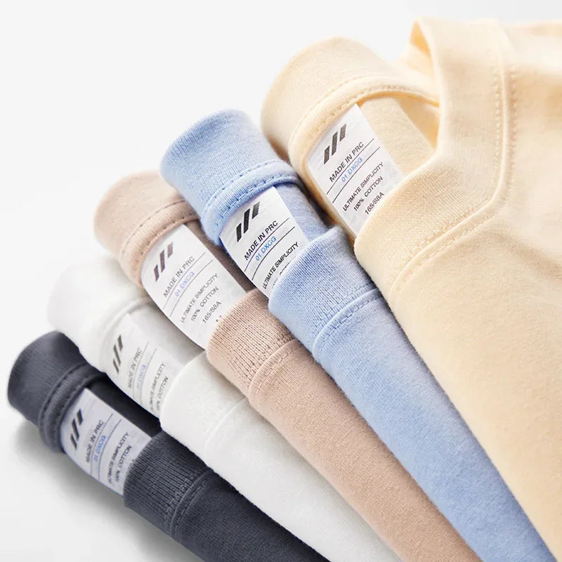 Men’s 230G Heavy Cotton Tee – Loose Fit Solid Color Short Sleeve