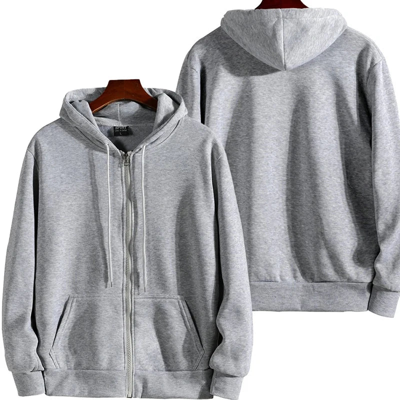 Men’s Zip-Up Hoodie – Autumn/Winter Loose Fit Casual Sweatshirt