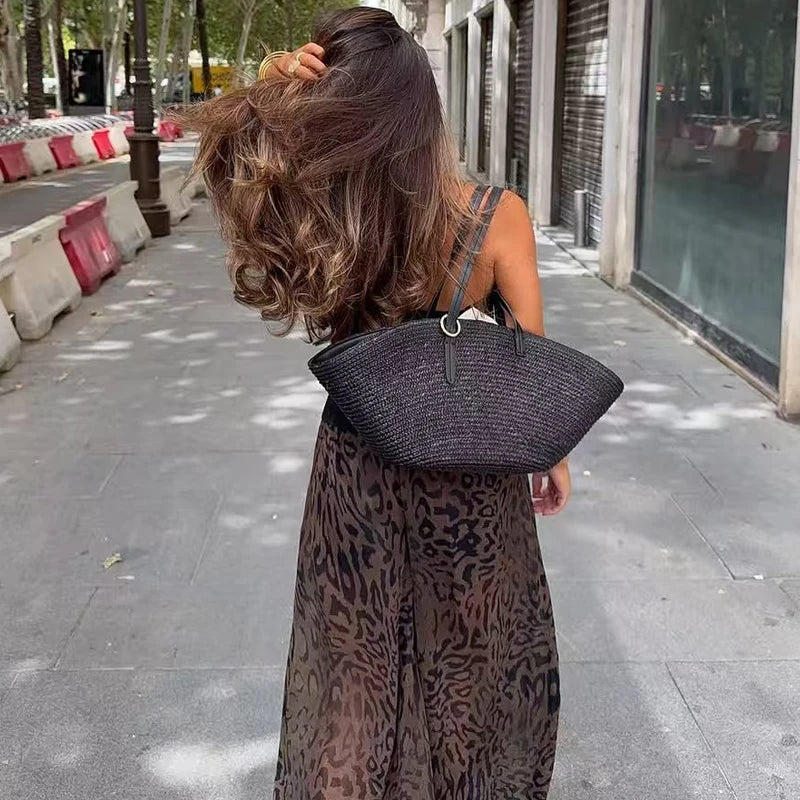 Women’s Animal Print Wide Pants – Vintage Baggy Lantern Trousers