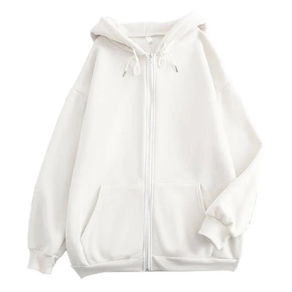 High Street Zip-Up Hoodie – Solid Color Loose Y2K Jacket