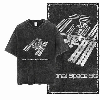 Astronaut Acid Wash Tee – Space Graphic Oversized Streetwear