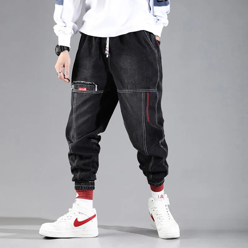 Men’s Hip-Hop Cargo Joggers – Elastic Harun Streetwear Pants for Autumn & Spring