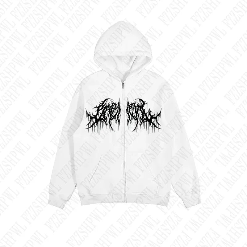 Men’s Y2K Graphic Hoodie – Gothic Hip-Hop Long Sleeve Streetwear