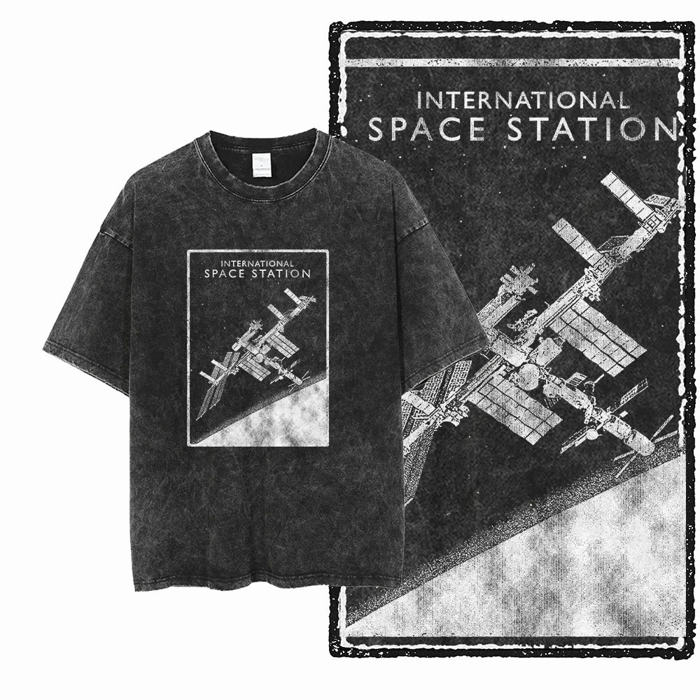 Astronaut Acid Wash Tee – Space Graphic Oversized Streetwear