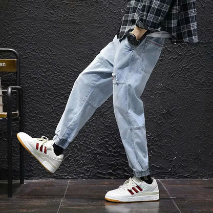 Men’s Hip-Hop Cargo Joggers – Elastic Harun Streetwear Pants for Autumn & Spring