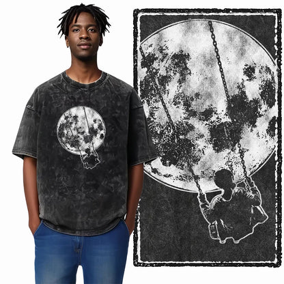 Astronaut Acid Wash Tee – Space Graphic Oversized Streetwear
