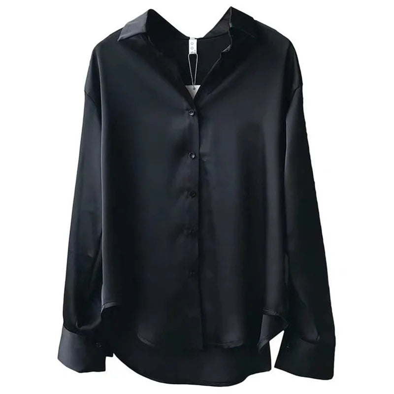 Women’s Casual Long Sleeve Blouse – Spring & Autumn Turn-Down Collar Top